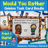 Would You Rather Opinion Task Cards Bundle Print and Digital
