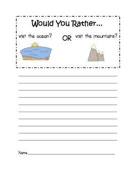 would you rather opinion writing prompts by wisdom and wonder tpt