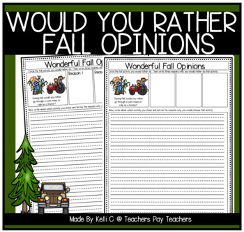 Preview of Would You Rather Opinion Writing Prompts and Graphic Organizers Fall