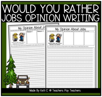 Preview of Would You Rather Opinion Writing Prompts and Graphic Organizers  Jobs