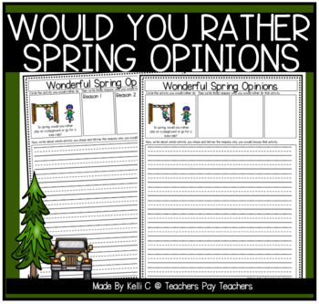 Preview of Would You Rather Opinion Writing Prompts and Graphic Organizers Spring