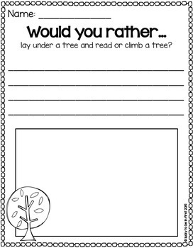 Fall Would You Rather Opinion Writing Prompts 3rd 4th Grade - The