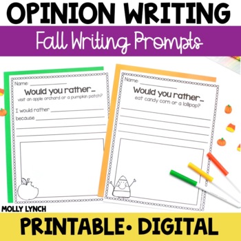 Preview of Would You Rather Fall Edition Opinion Writing Prompts for 1st-2nd Grade