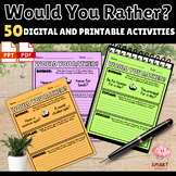 Would You Rather Prompts - Digital and Printable Activitie