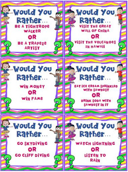 would you rather questions for kindergarten