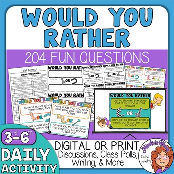 Preview of Would You Rather Questions + Digital Resources - Morning Meeting, Brain Breaks