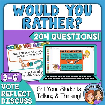 Preview of Would You Rather Questions + Digital Resources - Morning Meeting, Brain Breaks