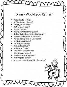 would you rather questions for kindergarten