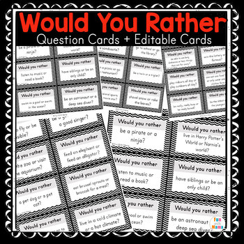 Preview of Back to School Games | Ice Breaker Would You Rather Question Cards - Editable
