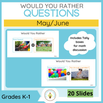 Preview of Would You Rather Questions: MAY/JUNE  Discussion Slides Kindergarten/first grade