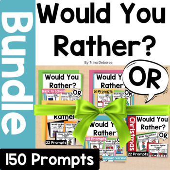 Preview of Would You Rather Questions Opinion Writing Prompts: This or That Slides Bundle