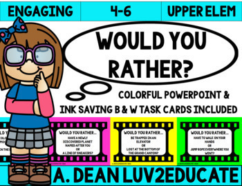 Preview of Would You Rather Questions--Powerpoint and Printable