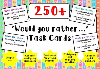 Preview of Would You Rather Questions Task Cards
