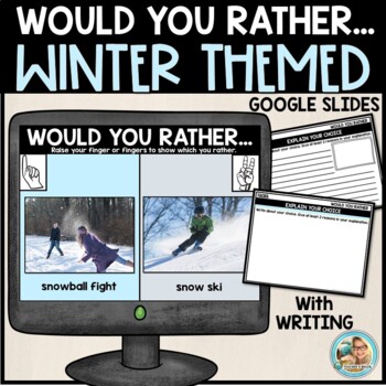 Preview of Would You Rather Questions WINTER THEMED | Google Slides | Writing