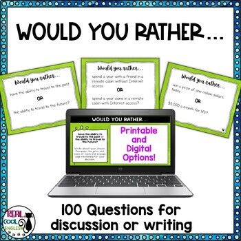 Preview of Would You Rather Questions for Discussion or Writing Prompts - This or That