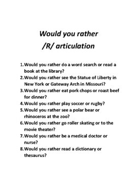 Would you rather Prevocalic R