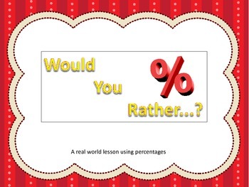 Preview of Would You Rather?   Real World Percentage Task Cards