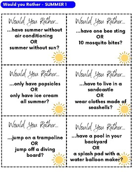 Would You Rather - SUMMER EDITION #1 (Cooperative Learning Cards)