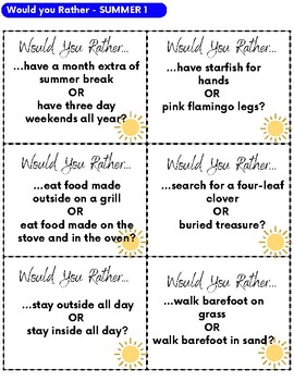 Would You Rather - SUMMER EDITION #1 (Cooperative Learning Cards)