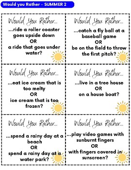 Would You Rather - SUMMER EDITION #2 (Cooperative Learning Cards)