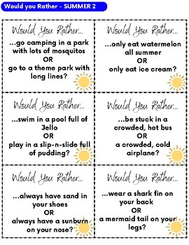 Would You Rather - SUMMER EDITION #2 (Cooperative Learning Cards)