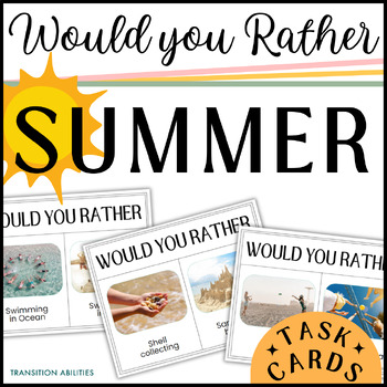 Preview of Would You Rather | SUMMER TASK CARDS | This or That Game & Activity
