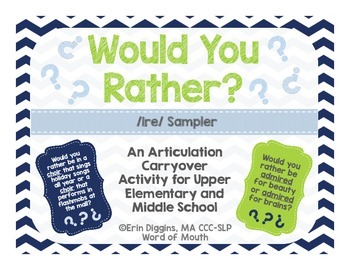 Preview of Would You Rather Sample IRE: A Carryover Activity for Older Students