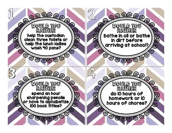 Would You Rather School Version Task Cards by Vicki Schoenfeld | TPT