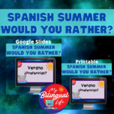 Verano / Summer Themed - Spanish Would You Rather? Task Ca