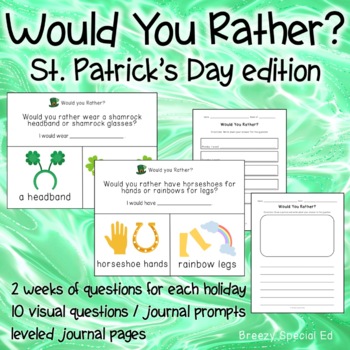 Preview of Would You Rather? St Patrick's Day Questions + Journal Prompts