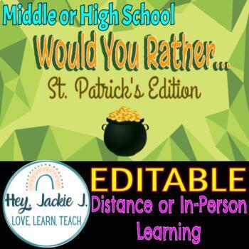 Preview of Would You Rather St. Patrick's Day Version Middle High School Gifs Giphy FUN!