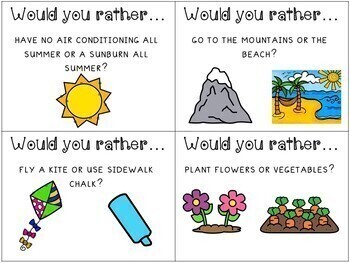 Summer Would You Rather Questions by Mrs Bullington's Primary Emporium