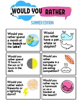 Would You Rather - Summer Edition by The OT Specialist | TpT