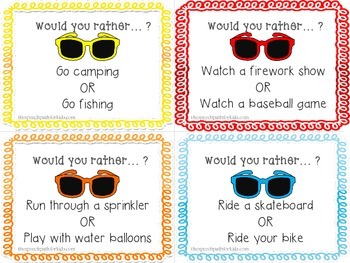 Printable summer would you rather questions for kids - Chevron Lemon