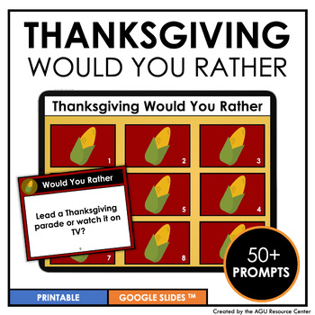 Preview of Would You Rather | Thanksgiving | Digital + Printable Prompts