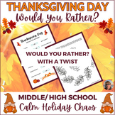 Would You Rather? Thanksgiving-Themed Coloring Activity Mi