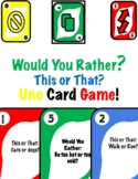 Would You Rather / This or That Uno Card Game! 132 Cards +