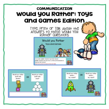 Preview of OCCUPATIONAL THERAPY Would You Rather The TOYS and GAMES Boom Deck