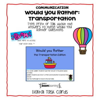 Preview of OCCUPATIONAL THERAPY Would You Rather The TRANSPORTATION Boom Deck