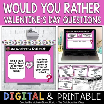 Preview of Would You Rather Valentine's Day Questions for Kids | Distance Learning