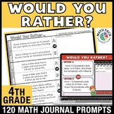 4th Grade Math Review Would You Rather Math Journal Word P
