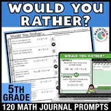 5th Grade Math Review Would You Rather Math Journal Word P