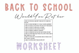 Would You Rather Printable Worksheet