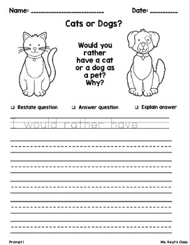 Would You Rather Writing Animals Prompts | 1st - 3rd Grade | 5 Opinion ...