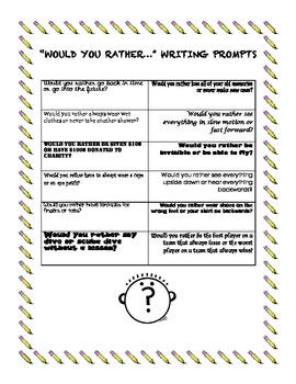 Would You Rather... Writing Prompts by Brittany Fidazzo | TPT