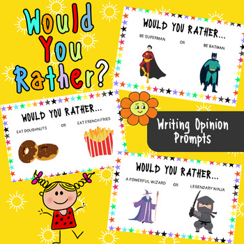 Preview of Would You Rather Writing Prompts, Interactive Morning work for Kindergarten
