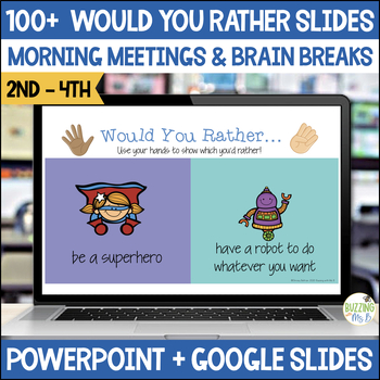 Preview of Would You Rather slides for morning meetings, brain breaks, & class parties