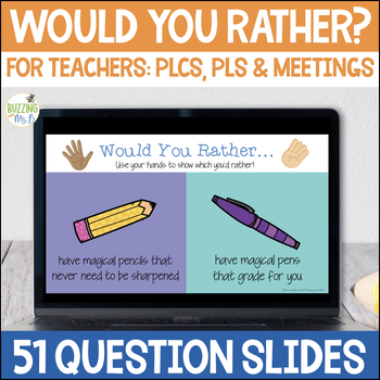 Preview of Would You Rather? teacher question slides for PLCs and PDs