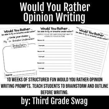 Preview of Would Your Rather Opinion Writing | 10 Structure Prompts