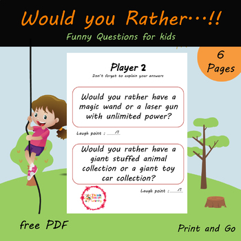 Preview of Free Would you Rather...!!  Question for kids